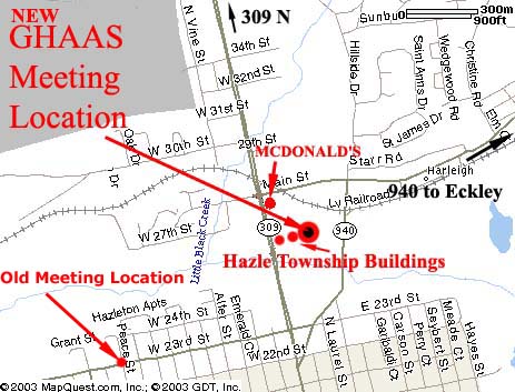 Closeup Map showing location of Meeting Hall